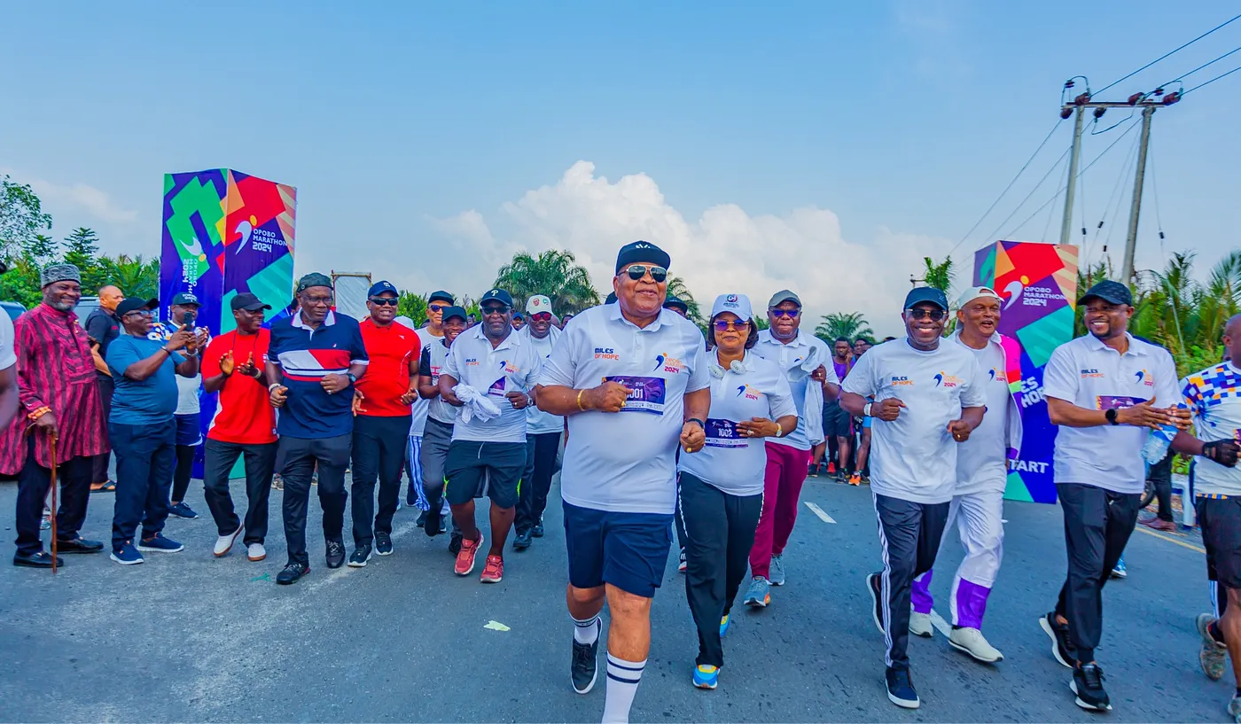 Community leaders and participants setting off at Opobo Marathon 2024